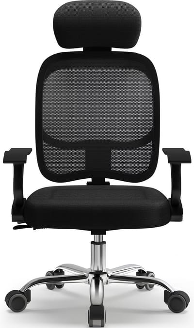 Bureaustoel - Ergonomische Bureaustoel - Bureaustoelen voor Volwassenen - 130 kg Max Belasting - Zwart