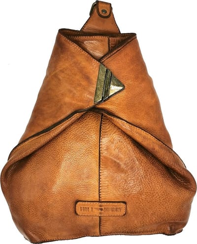 HillBurry Crossbody-Sling bag Gewassen Leer Tan - Superhandig en Stoer - Soepel en Sterk Kwaliteitsleer - (bxhxd) 29cm x 32cm x 5cm