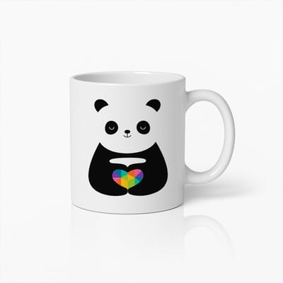 Schattige Panda Mok 330ml – Panda met Kleurrijk Hart – Koffiebeker Cadeau voor Dierenliefhebbers & Kinderen