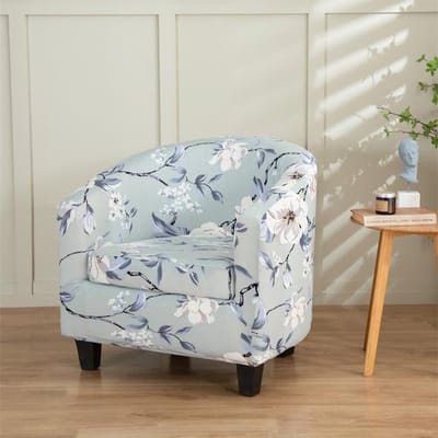 Split Spandex Kuipfauteuilhoezen Bloemen Stretch Eénpersoonsbankhoezen Voor Woonkamer Barstoel Slipcover Met Zitkussenhoes