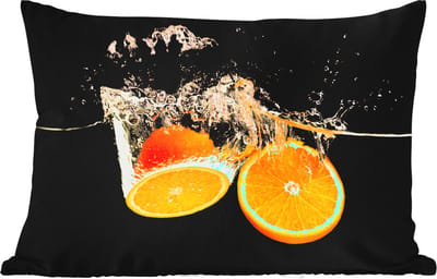 Buitenkussens - Sinaasappel - Stilleven - Water - Zwart - Fruit - 60x40 cm - Weerbestendig