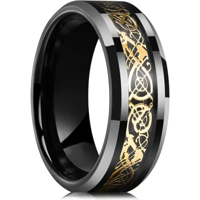 Mode 8mm Heren RVS Ringen Inleg Zwart Blauw Rood Koolstofvezel Ringen Voor Mannen Bruiloft Verloving Feest Sieraden Cadeaus 11 black