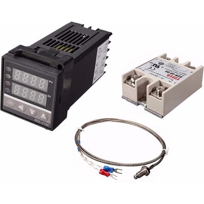 Ensemble de contrôleur de température PID REX-C100 LCD numérique + Thermocouple K + Max.40A SSR black