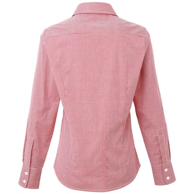 Premier Dames/dames Microcheck Shirt met lange mouwen (Rood/Wit)
