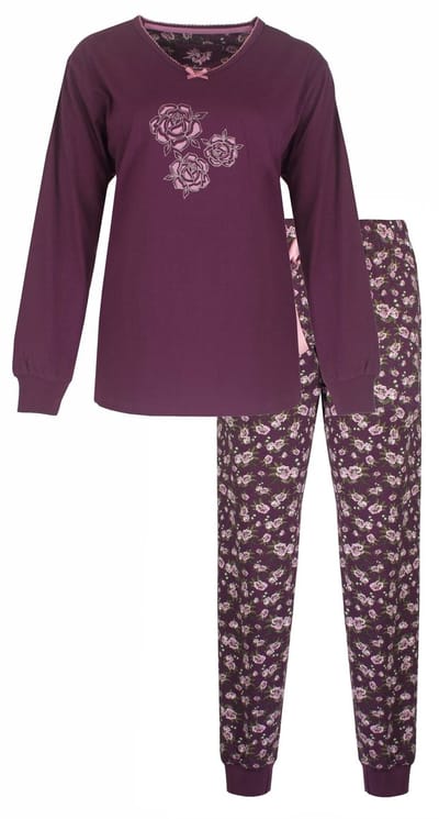 Tenderness Dames Pyjama - Katoen - Paars - Maat XL
