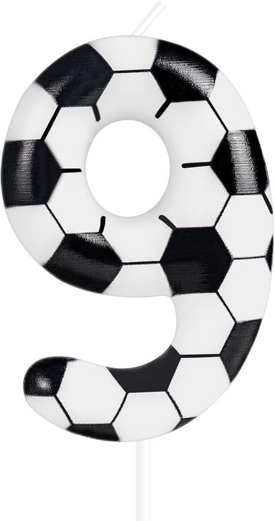 SnelShoppen - Football Verjaardagskaarsen 9 Jaar - Voetbal Thema Verjaardag Party Decoraties - Sport Kaarsen voor Kinderen - Feestartikelen voor Jonge