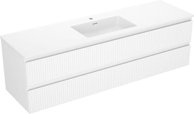 Mexen Rivel badkamerkast 160 cm met wastafel Otis, 2 laden, geribbeld, witte mat - 91A20-16047-2-BFF01-W18M01