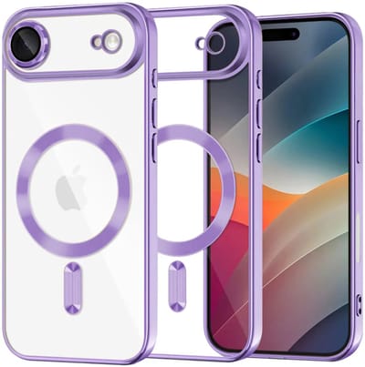 Hoesje geschikt voor Apple iPhone Air - Techsuit Luxury Crystal Back Cover - Geschikt voor MagSafe - Transparant/Lichtpaars