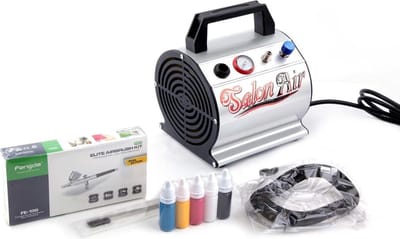 Airbrush Set Fengda FD-176K met compressor FD-176, Airbrush FE-130 en accessoires