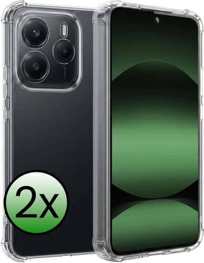 Hoesje 2 Stuks - Geschikt voor Xiaomi Redmi Note 14 5G - Sterk & Shockproof - Siliconen Case - Back Cover - Telefoon Hoes Shock Proof - Transparant