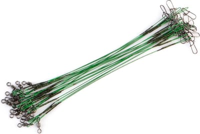 Stalen onderlijn - 10 stuks - 28cm lang - 14kg - 0,5mm - GROEN - Roofvissen