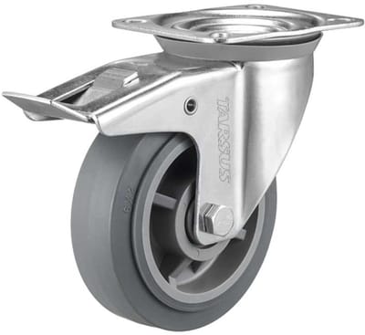Zwenkwiel met rem 150 mm 220 kg TPR rubberband extra stil - TARSUS