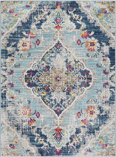 SURYA Romy vloerkleed vintage oosters meerkleurig blauw