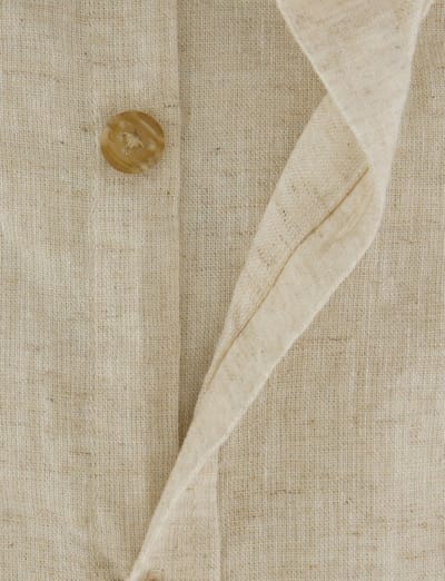 Beige linnen button-down collar overhem Ledub Modern Fit