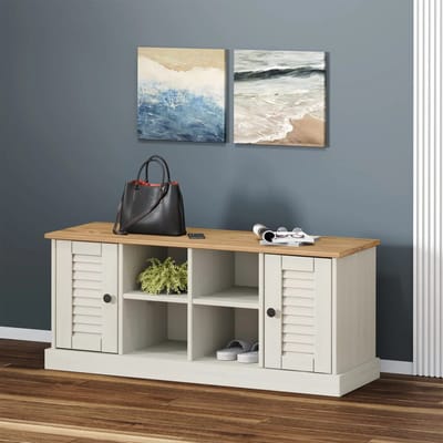 vidaXL - Schoenenbank - VIGO - 106x35x40 - cm - massief - grenenhout - wit