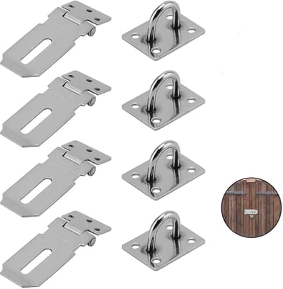 4 stuks zilveren deursloten, 4 inch roestvrijstalen hangslotsloten, dikke deursloten voor tuin, kasten