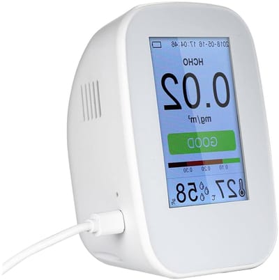 Luchtkwaliteitsmonitor - Luchtkwaliteitsdetector TVOC-tester - Binnenhuis Meten - HD Kleurendisplay - 84 x 60 x 118 mm - Wit