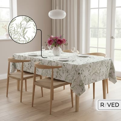 Raved Tafelzeil – 140 cm x 240 cm – Getekende Bladeren Groen – PVC – Afwasbaar