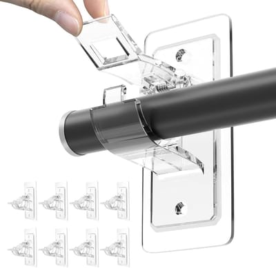 Zelfklevende Gordijnstangbevestiging - Set van 8 - Geen Boren Nodig - Multifunctioneel - Voor Badkamer en Slaapkamer - Transparant
