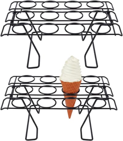 Cupcake Bakrek - Bakhouder IJshoorntjes - Thuis Bakken - 12 Gaten Standaard - 28x18x10 cm - Zwart