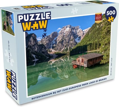 Puzzel Botenverhuur bij het Zuid-Europese meer Lago di Braies - Legpuzzel - Puzzel 500 stukjes