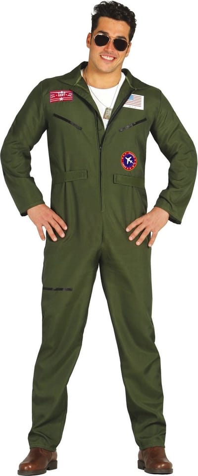 Fiestas Guirca - Volwassenkostuum Fighter Pilot L (52-54) - Carnavalskleding - Carnaval - carnavalskleding 2027 - Carnaval kostuum