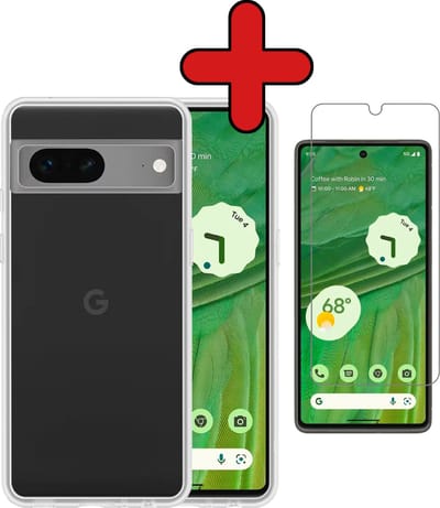 Hoesje - Met Screenprotector - Geschikt voor Google Pixel 7 - Sterk & Shockproof - Telefoon Hoes - Back Cover - Siliconen Case - Telefoonhoes - Transparant