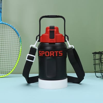 Bouilloire de Sport d'Extérieur Tendance Grande Capacité Tasse Thermos en Acier Inoxydable Portable Couvercle à Ressort Tasse à Double Boisson 900ml