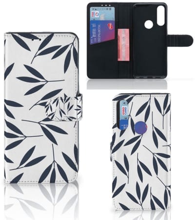 Book Case voor Alcatel 1S 2020 Hoesje Leaves Blue