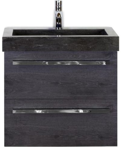 Seville Badmeubelset 60 cm - Black Oak - Wastafel Hardsteen Wit Lucca