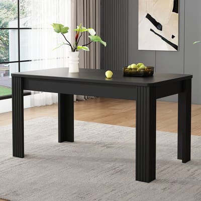 DESMIU Eettafel - Modern Rechthoekig Ontwerp Met Stevige Vierpoten - Voor Woonkamer En Eetkamer - Spaanplaat - Zwart - 130 Kg Draagkracht