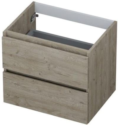 INK - Onderkast 2 Laden Greeploos met Houten Keerlijst - 600x450x520 Mm - Greige Eiken