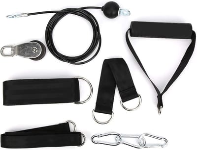 Katrol Fitness Set - Kracht Training Apparatuur - Thuis Workout - 360 Graden Rotatie - Verstelbaar 2 Meter - Zwart