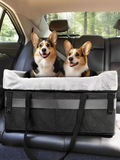 Opvouwbare Autostoel voor Hond of Puppy - Draagbaar Hondenbed met Veiligheidsharnas