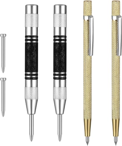 Automatische centre punch set met 2 stuks en 2 schrijfpennen, geschikt voor glas en graveren met tungsten carbide