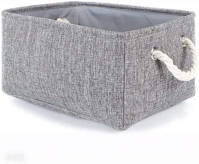 Famanu – Opvouwbare linnen opbergmand – Open stoffen organizer met touwhandgrepen – Voor kast, make-up en divers gebruik