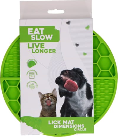 Eat Slow Live Longer Likmat Cirkel – Ø21 cm – Snuffelmat – Anti-schrok Mat – Slowfeeder – Afleiding – Honden en Katten - 100% Siliconen – Vaatwasserbestendig – Voerpuzzel Kat - Groen