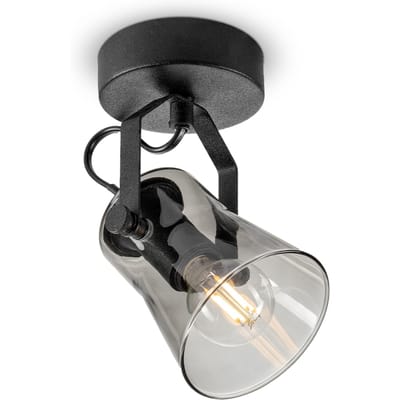 Home Sweet Home - Industriële Plafondspots - zwart - Met E14 Fitting - Metaal en Glas Spotlights - 9 x 10 x 18.5cm - Voor woonkamer en slaapkamer -