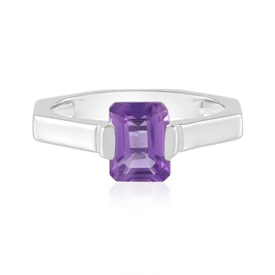 Cavill - Zilveren ring met Marokkaanse achthoekige amethist - 925 Sterling Zilver geplatineerd - 1,361 ct - Bezelzetting - Moderne amethyst sieraden