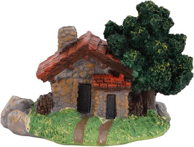 Miniatuur Huisje - Feeëntuin Ornament - Landschap Creëren - Robuust Hars Materiaal - 13x10x9 cm - Steenkleur