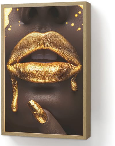 Wandlamp 40x60 cm - Oplaadbaar - Gouden lippen - Gezicht - Vrouw - Modern - Wandlampen binnen woonkamer - Slaapkamer lamp - Decoratieve nachtlamp - Vloerlamp draadloos
