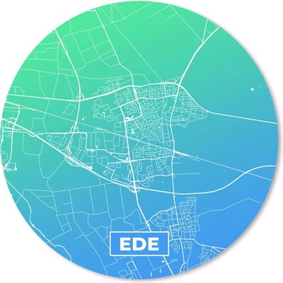 Muismat rond 20x20 cm - Mousepad Stadskaart - Ede - Blauw - Nederland - Ronde muismatten