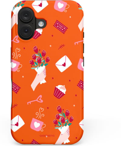 Casetastic hoesje geschikt voor Apple iPhone 16 - MagSafe - Dubbellaagse bescherming - Valentijnsdag Feest - Fashion Case - Oranje Koraal