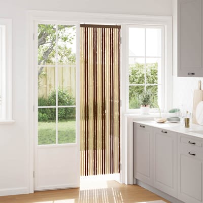 vidaXL - Insecten - Gordijn - Chenille - Bruin - en - Beige - 56 - x - 200 - cm - 100% - PP
