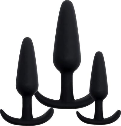 Banoch | Buttplug set siliconen beginner ergo - zwart - 3 delig