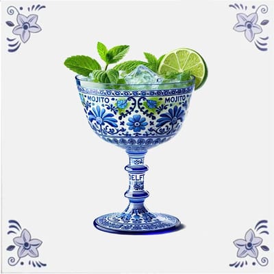 Delfts blauw tegeltje mojito - delfts blauw wandbord - delftsblauw - hollandse cadeautjes - wanddecoratie - decoratieve accessoires