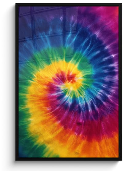 Poster in lijst - Fotolijst 80x120 cm - Posters - Regenboogkleuren - Spiraal - Kleurrijk - Posterlijst zwart - Decoratie - Wanddecoratie woonkamer - Muurdecoratie slaapkamer