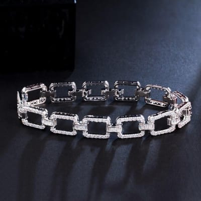 Nouveau Bracelet Bangle Rectangle Tendance en Argent Sterling 925 Pour Femmes Cadeau Anniversaire Bijoux Vente en Gros S7025 blue