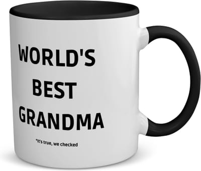 Akyol - world's best grandma it's true we checked koffiemok - theemok - zwart - Oma - werelds beste oma - verjaardag - cadeautje voor oma - oma artikelen - kado - geschenk - 350 ML inhoud