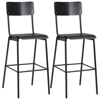 vidaXL - Barstoelen - 2 - st - massief - multiplex - staal - zwart